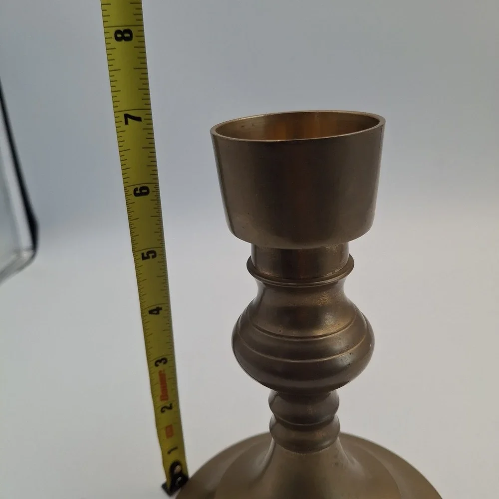 Vintage Solid Brass Candlestick Holder Heavy Taper Candle Stand Mid Century 6.5